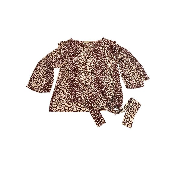 Michael Kors Leopard Print Tie-Waist Blouse Size M - Picture 4 of 11